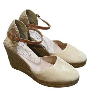 Anthropologie Gaimo women's Obi Tan Leather Wedge Espadrille size 39 (8.5)